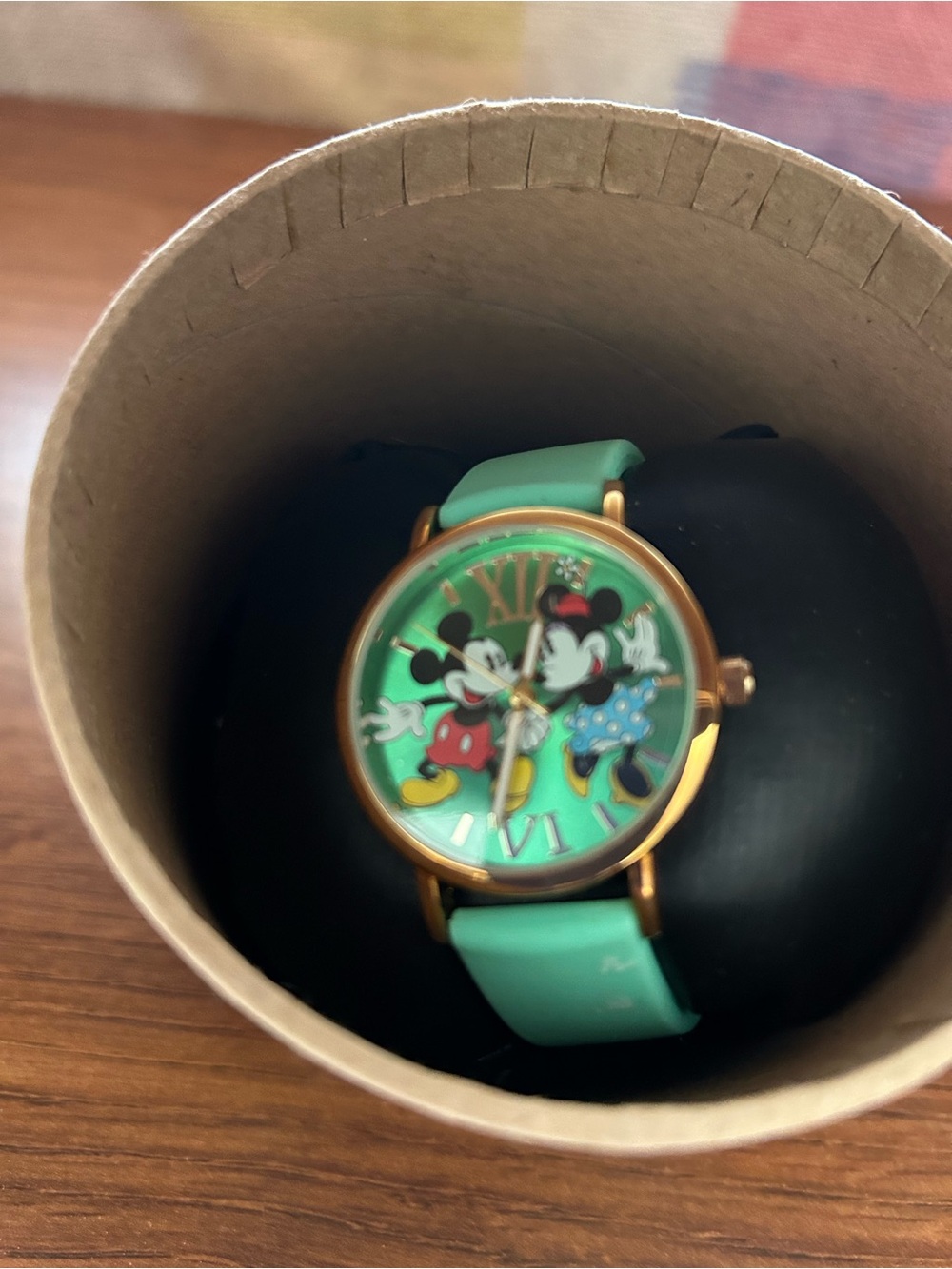 Disney Mint Green Silicone Watch Strap with Gold-Tone Buckle